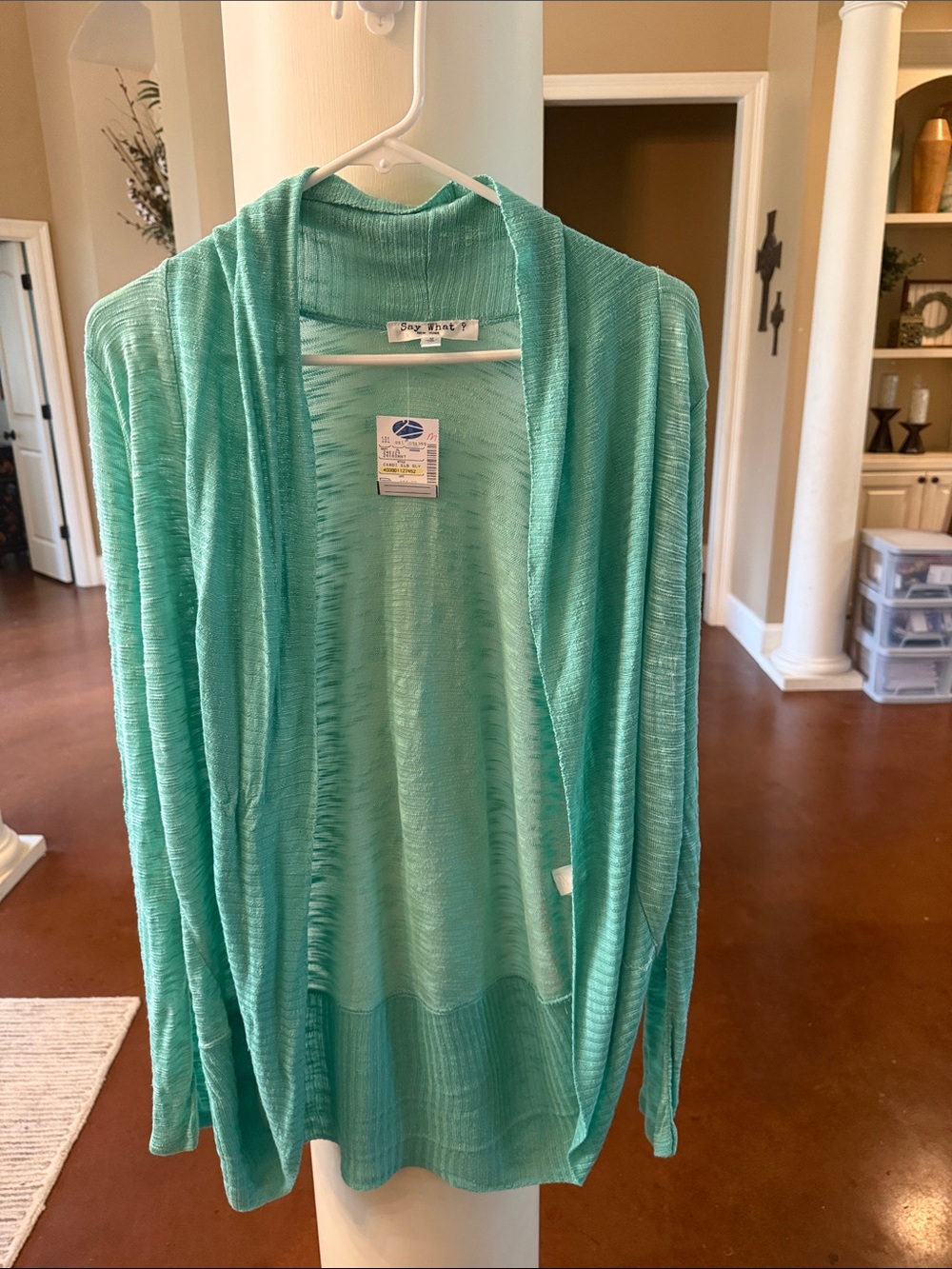 Say What? Open-Front Mint Green Women's Cardigan Sweater